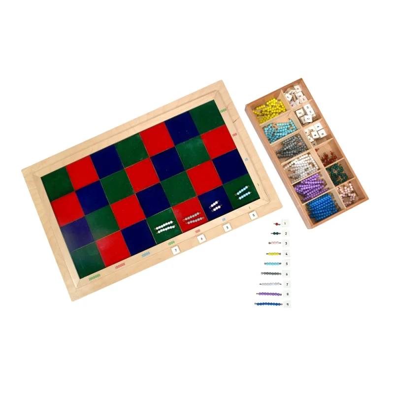 M042 Chequer Felt board with single box of beads and tiles