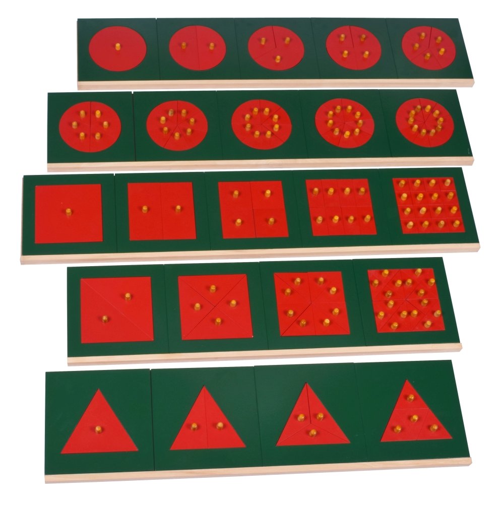 M035A - Fractions Set -Circles,Squares & Triangles-Wooden_New_1 M035a - Fractions Set: Circles, Squares & Triangles - Metal - Image 1